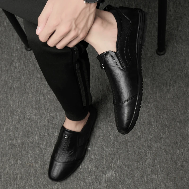 Italian Fashion Men's Casual Handmade genuine Leather Shoes slip on Business Dress Suit Men Shoe Zapatos Mujer Best Gifts a4 | Обувь