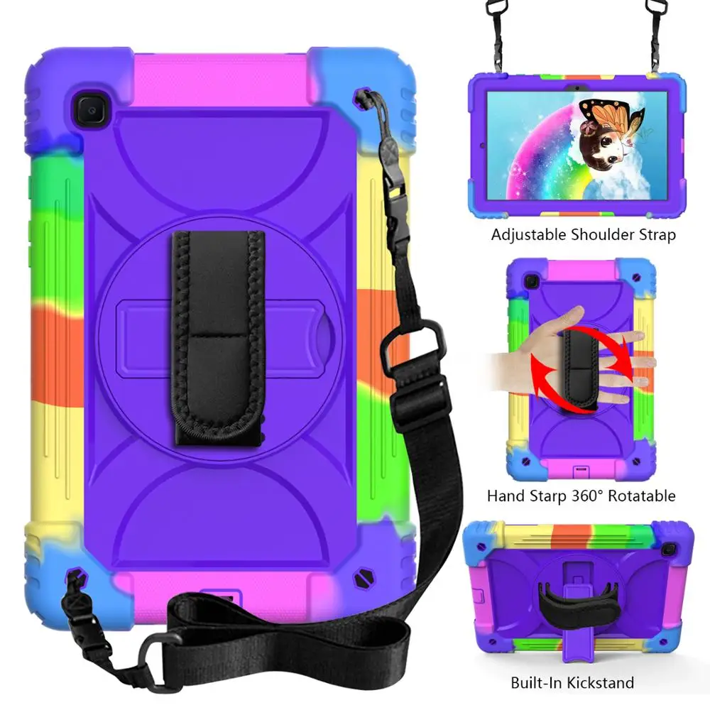 

360 Rotation Hand Strap&Kickstand Tablet Case for Samsung Galaxy Tab A7 10.4" Case 2020 T500 T505 T507 Protective Cover +Straps