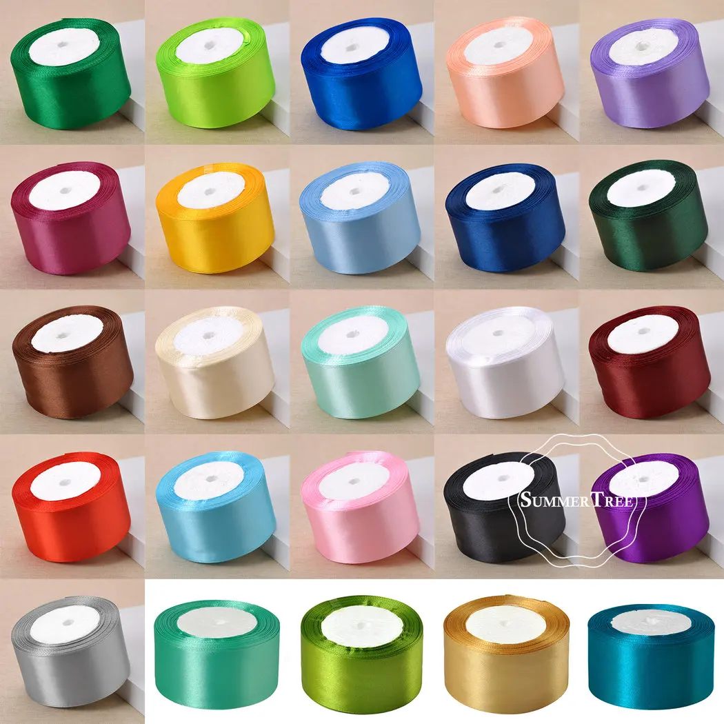 25 ярдов 2 дюйма атласная лента пояс Подарочный бант рукоделие свадебные