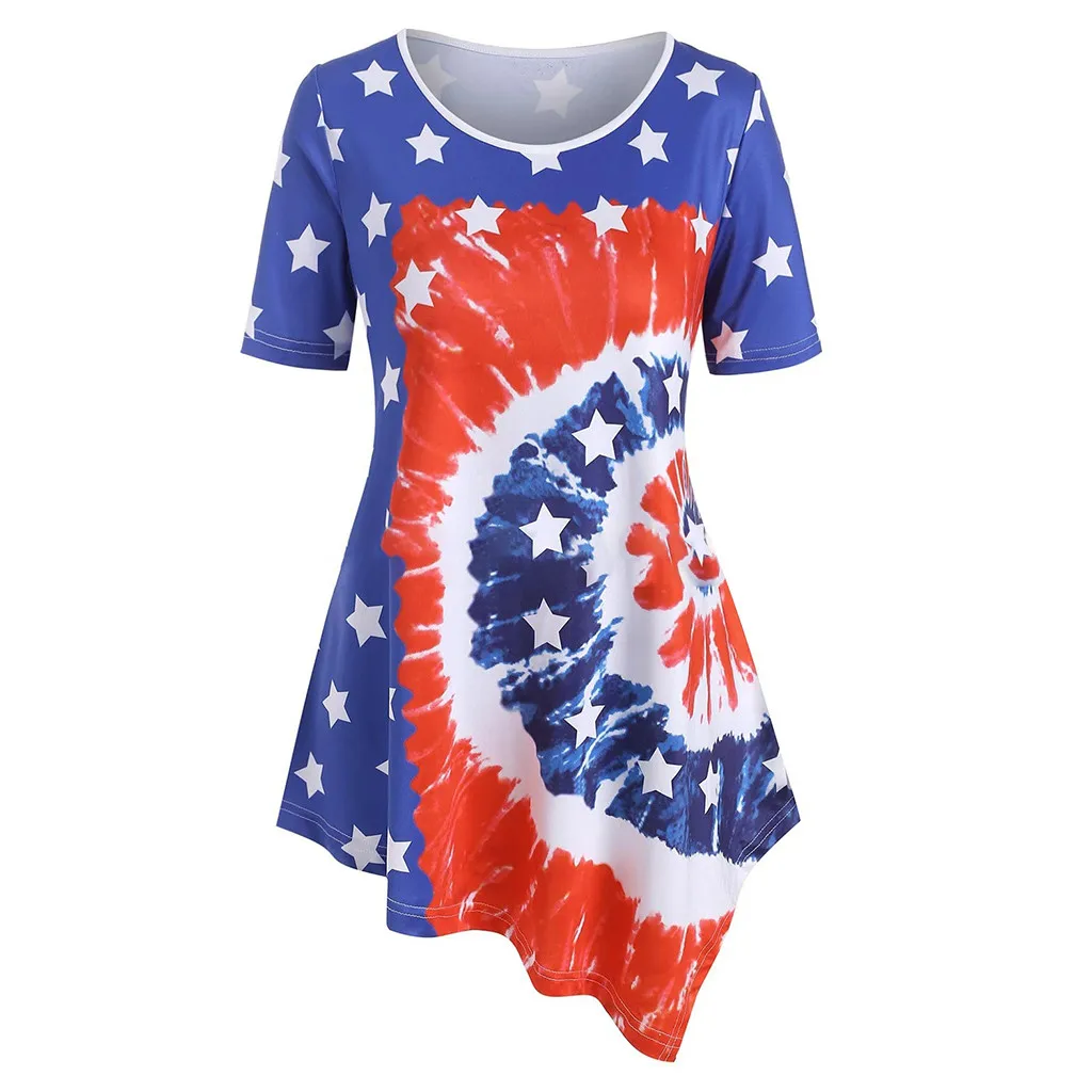 Юбка с рисунком флага США футболка принтом для женщин свободный джемпер в
