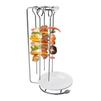 barbecue stainless steel skewers needle rack grill holder for camping gathering party roasting babecue tools bbq accessorie