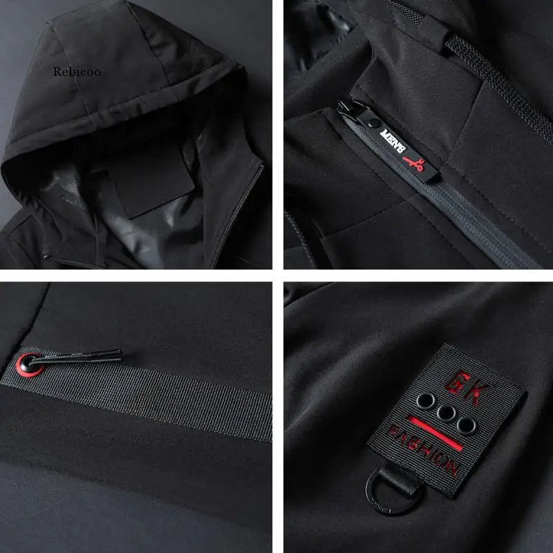 

New Spring and Autumn Casual Long Jacket Men's Fashion Hooded Slim Thin Long Windbreaker Quick-Drying Jacket