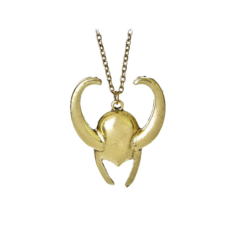 Collar con colgante de casco Loki de The dark world para hombre y mujer, joyería de oro antigua vintage, venta al por mayor
