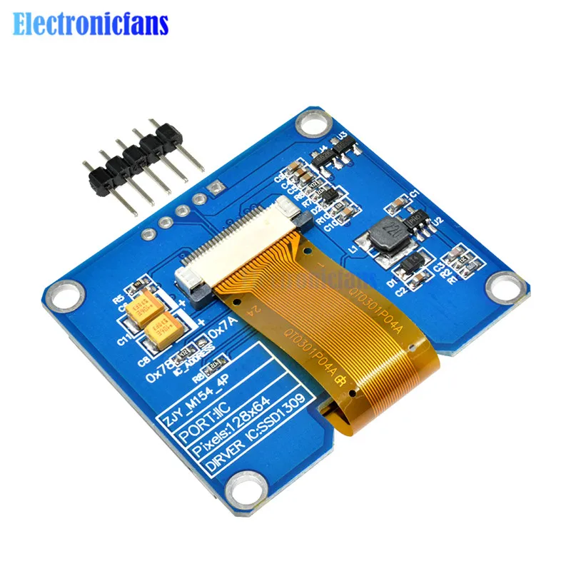 1,54 дюймов PM 5PIN/7PIN Белый Синий Желтый oled-модуль IIC I2C интерфейс 128x64 экран дисплея SSD1309 SPD0301 Драйвер IC 3,3-5 В