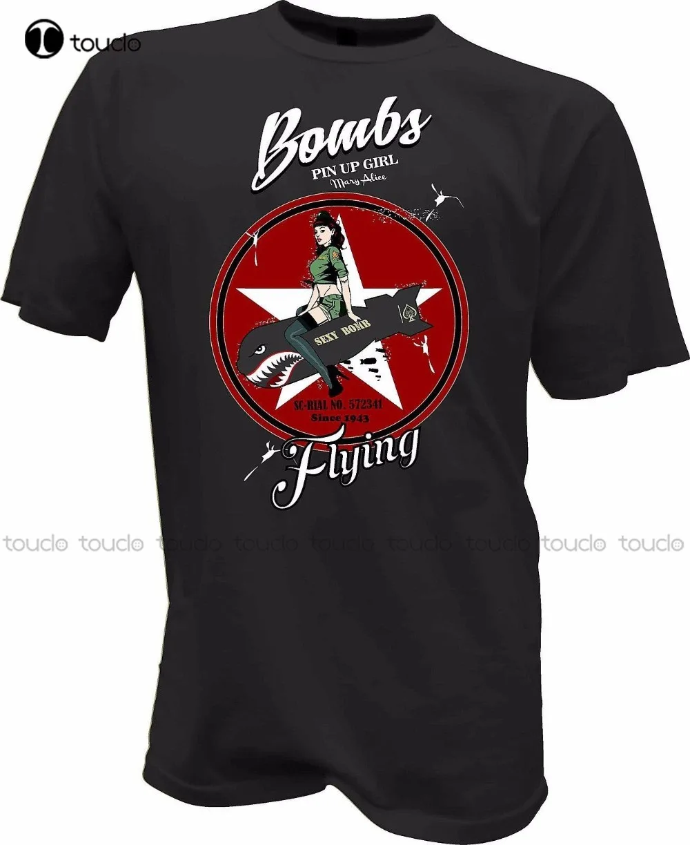 

Men Summer 100% Cotton Tops Tees Shirt Plus Size T-Shirt Pin Up Girl Bomb Flieger Casual Men Tees Shirt Unisex