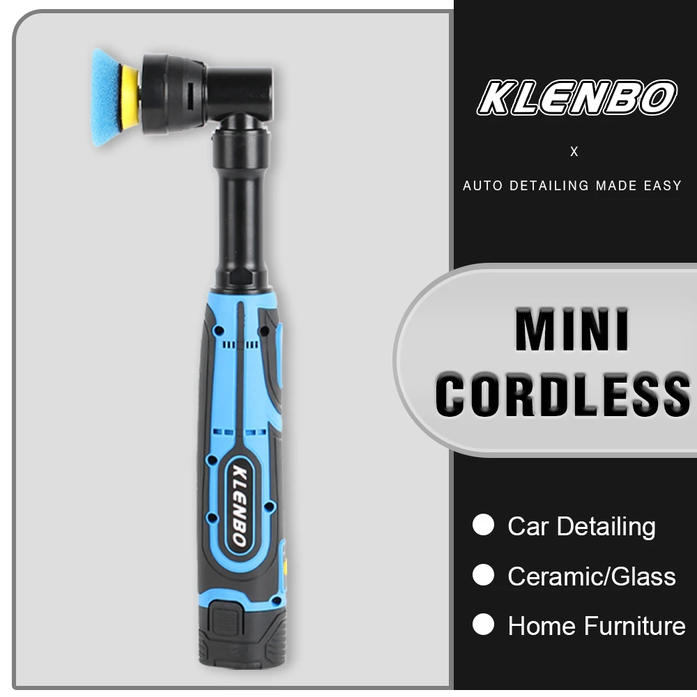 KLENBO 12V Mini DA/RO Car Polisher Cordless for Polishing, Sanding and Cleaning, Swirl Killer Polisher