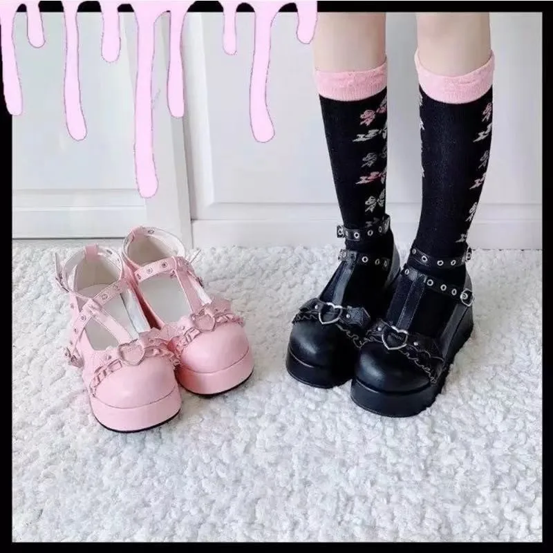 Spring Brand 2022 New Female Lolita Cute Mary Janes Pumps Platform Wedges High Heels women's Pumps Sweet Gothic Punk Shoes Woman