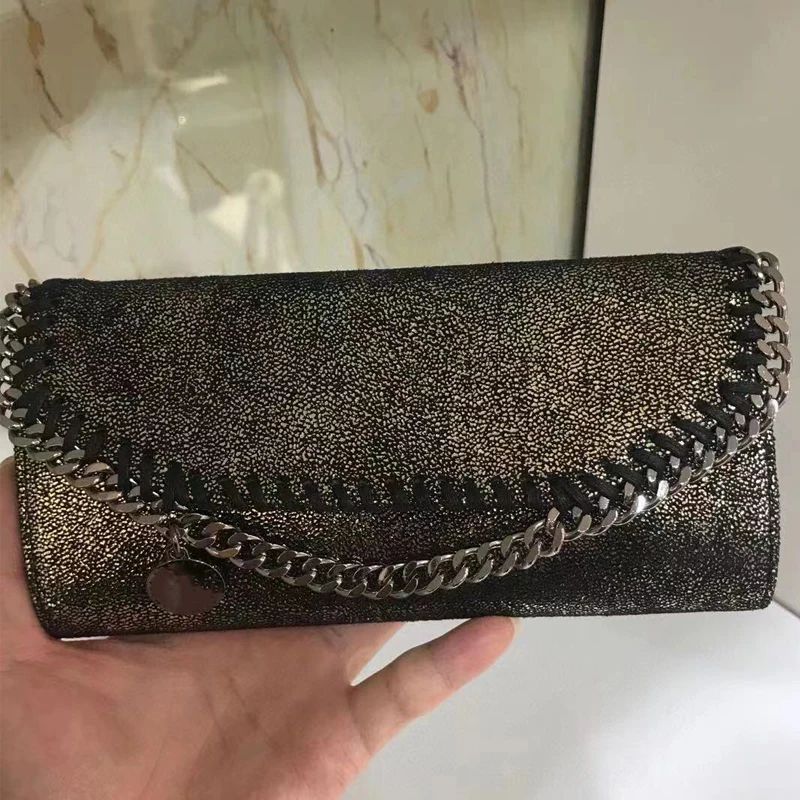 

2021Female Clutch Superfine Fiber Casual Fashion Multifunction Chain Wallet For Women Black Classic Temperament Women Handle Bag
