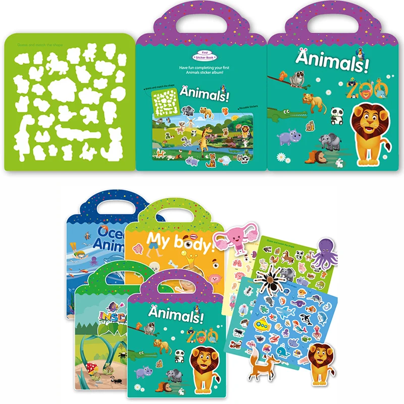 

Children Stickers Books Reusable Scenes Stickers Puzzle Game DIY Cartoon Stickers Learning Education Toys For Children Kids Gift
