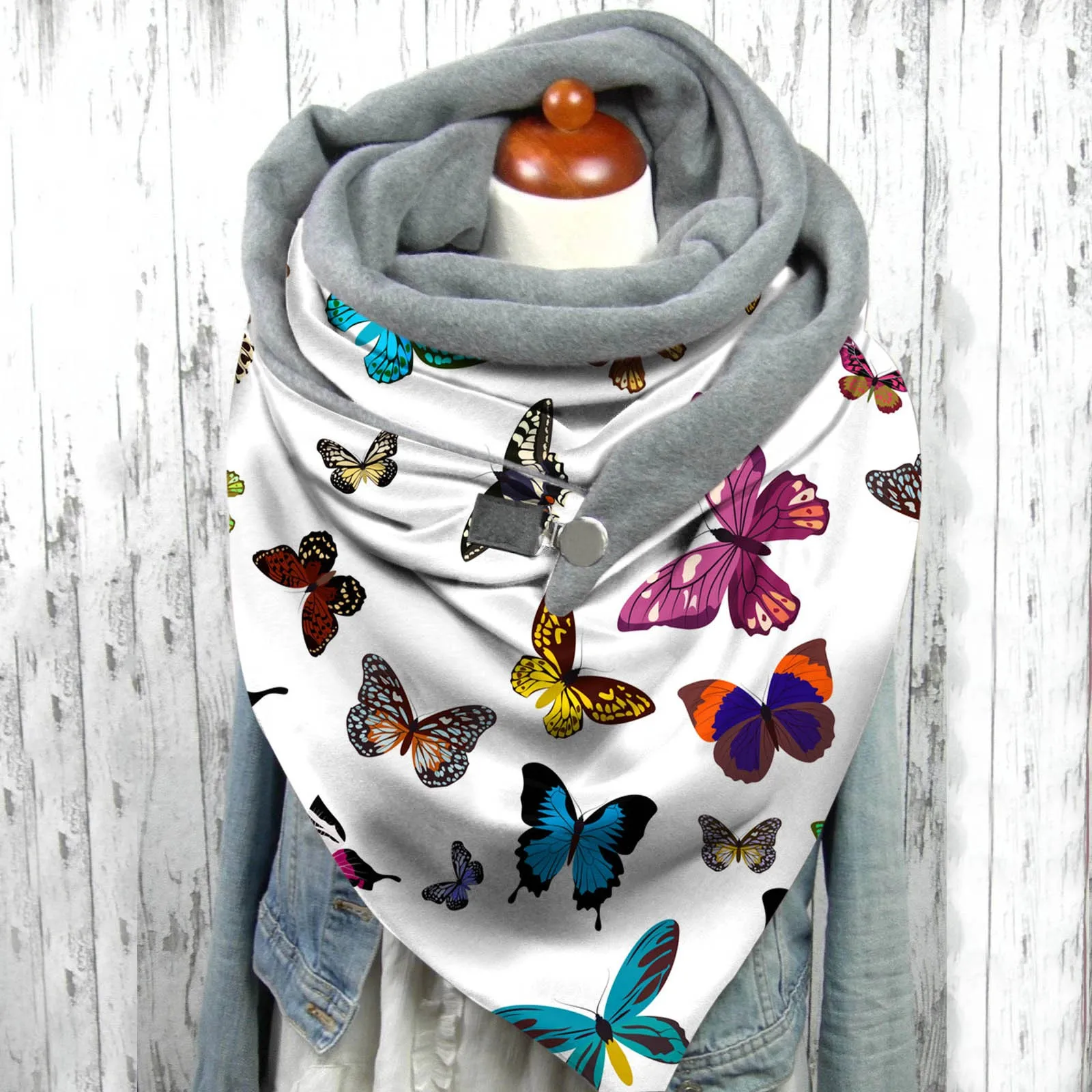 

2021 Fashion Winter Scarf For Women Butterfly Button Soft Wrap Casual Warm Scarves Shawls Scarf Foulard Femme Neck Bandana