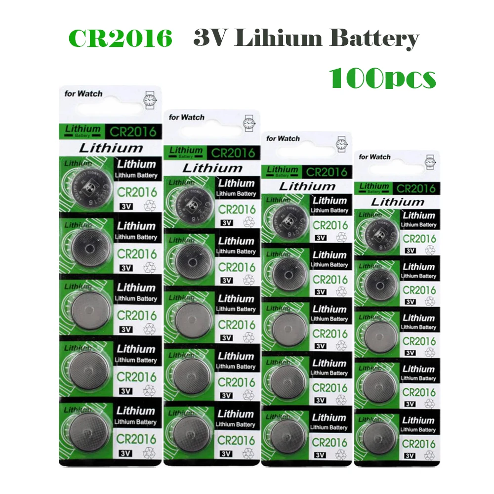 

CR2016 Button Batteries 75mAh 100pcs LM2016 BR2016 DL2016 Cell Coin Lithium Battery 3V CR 2016 For Watch Electronic Toy Remote