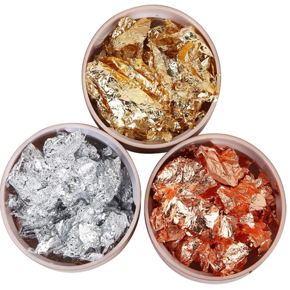 

Gold Foil Leaf Flakes Gold Silver Confetti Filling Handicrafts Flake Siver Leaf Nail Beauty Gilding DIY Art Craft Jewelry Making