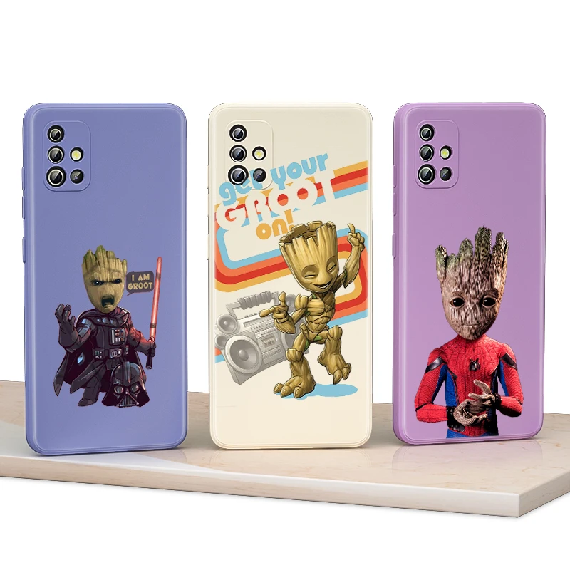 

Groot baby Cute Disney Liquid Silicone Soft For Samsung A91 A81 A71 A52S A52 A51 A32 A21S A12 A22 A03S A02S A01 Phone Case