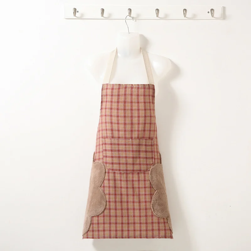 

Простой Модный плед ручной фартук-полотенце Домашняя Кухня Кулинария одежда масл-доказательство, предотвращающая контакт с экраном комбин...