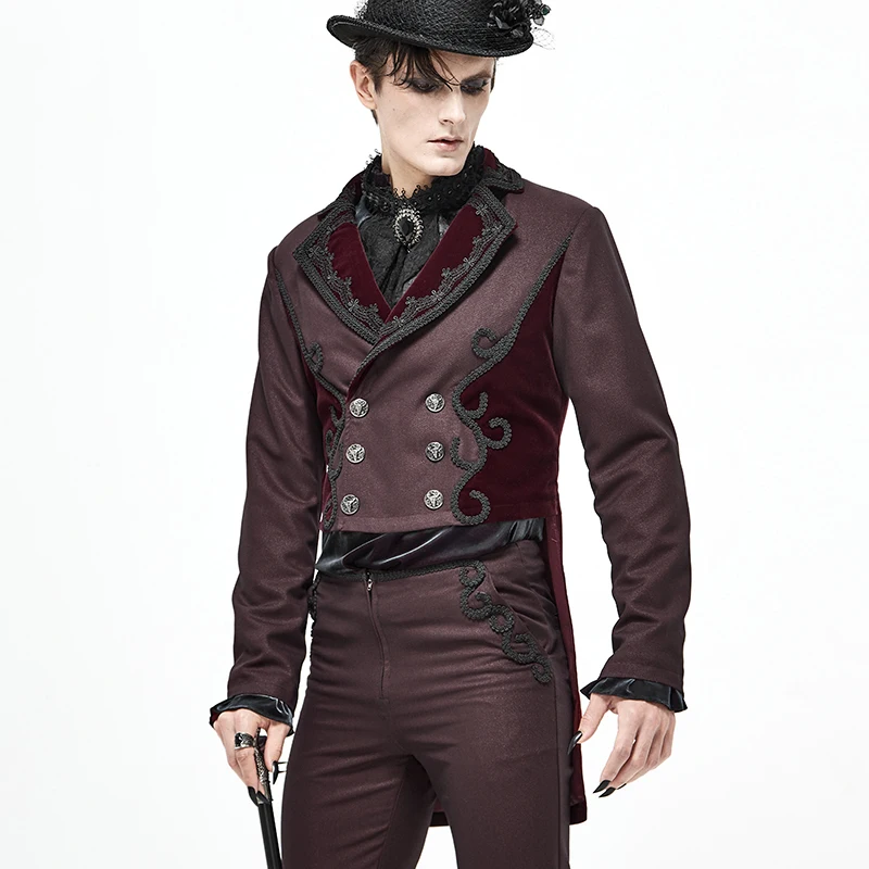 

Мужской Ретро-смокинг в стиле панк на осень и зиму, короткий и длинный банкетный костюм волшебника, кожаный Бархатный смокинг, куртка