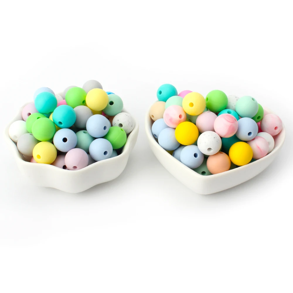 

10pcs 12mm Silicone Teething Beads baby Chewable Pacifier Clips Children Products Food Grade BPA Free Baby Teether Round Beads