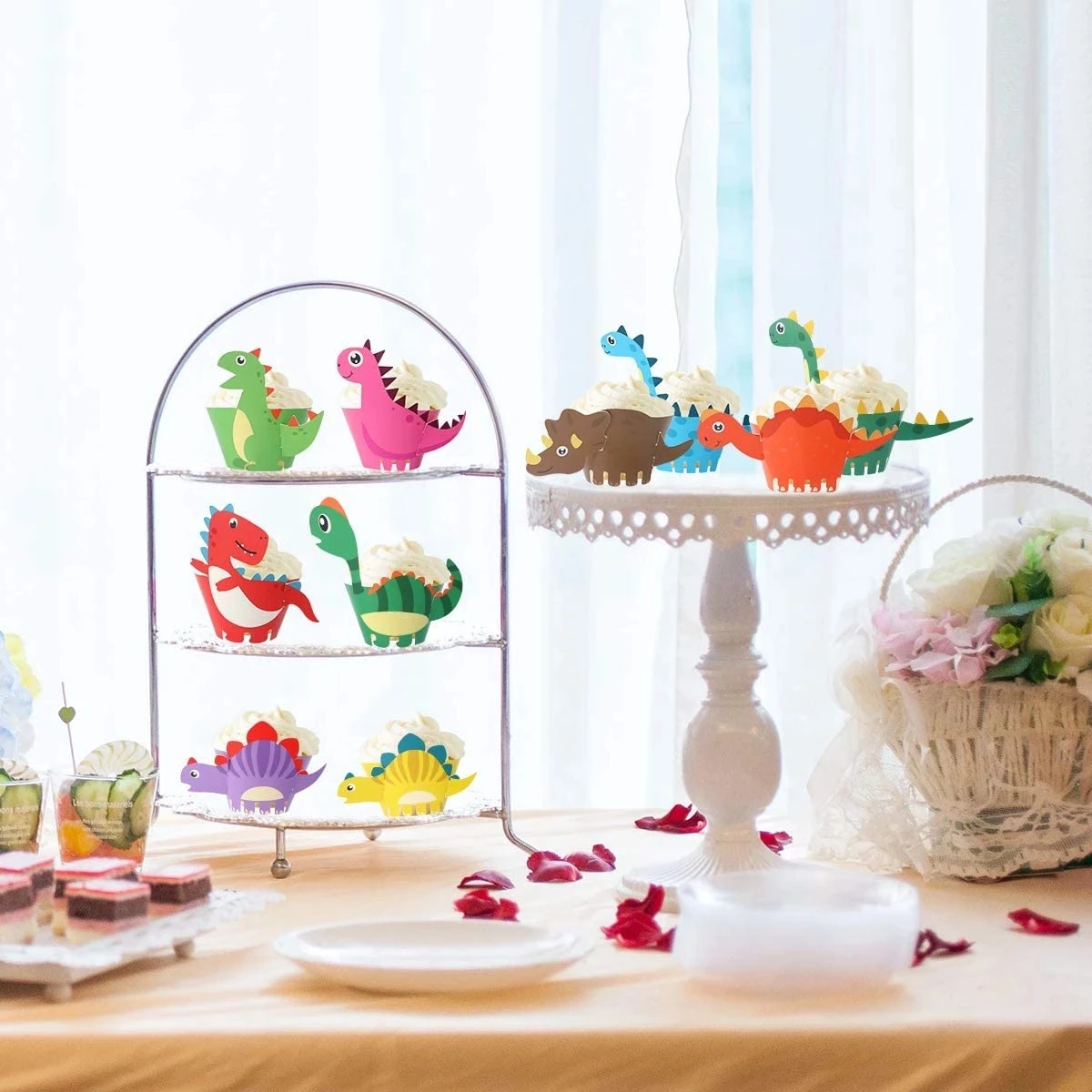 

10Pcs Happy Birthday Party Decorations Wedding Desserts Dinosaur Theme Party Cups Cake Decoration