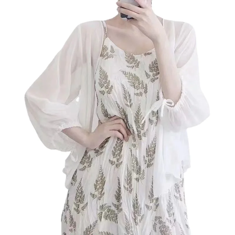 

S-2XL Summer Beach Kimono Tops Cardigans 2021 Fashion Womens Blouses Chiffon Cape Shawl Beachwear Loose Blusas Tunic Tops