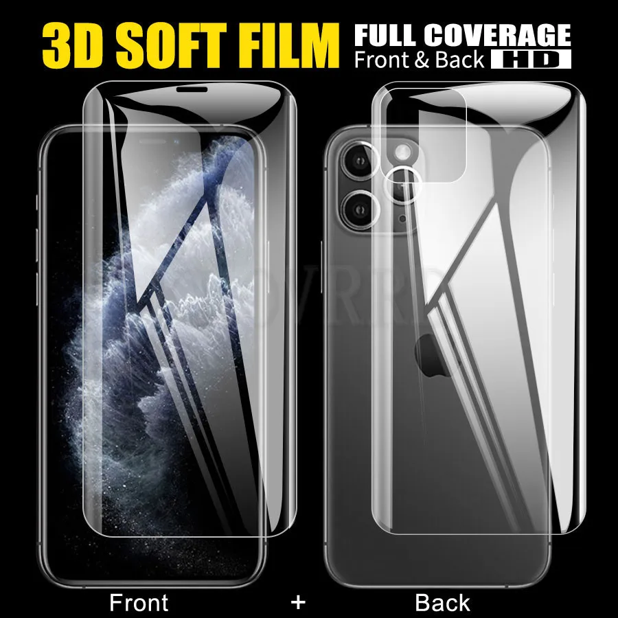 Передняя + задняя 3D защитная пленка на весь экран из ТПУ для iPhone 11 Pro Max XR XS X 8 7 Plus