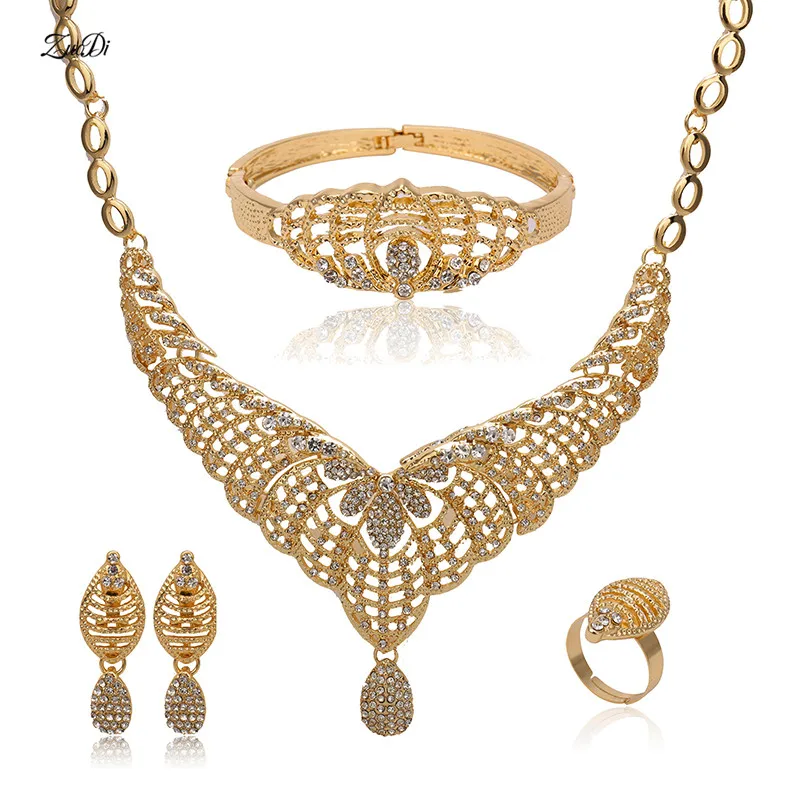 

ZuoDi Women customer design Jewelry Sets Fashion Statement Necklace Dubai Gold Wedding African Beads Jewelry Bridal Accessories