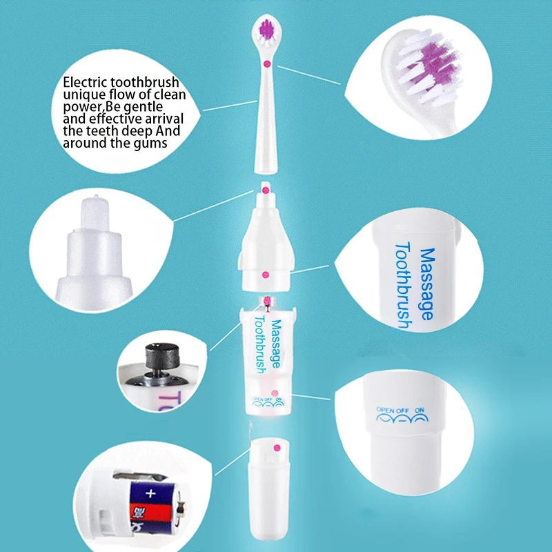 

Adult Toothbrush Electric Massage Toothbrush Massager + 3 Brush Heads