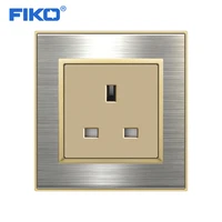 fiko 13a british power socketnew flame retardant stainless steel panel 86mm 86mm whiteblackgoldsliver wall socket uk
