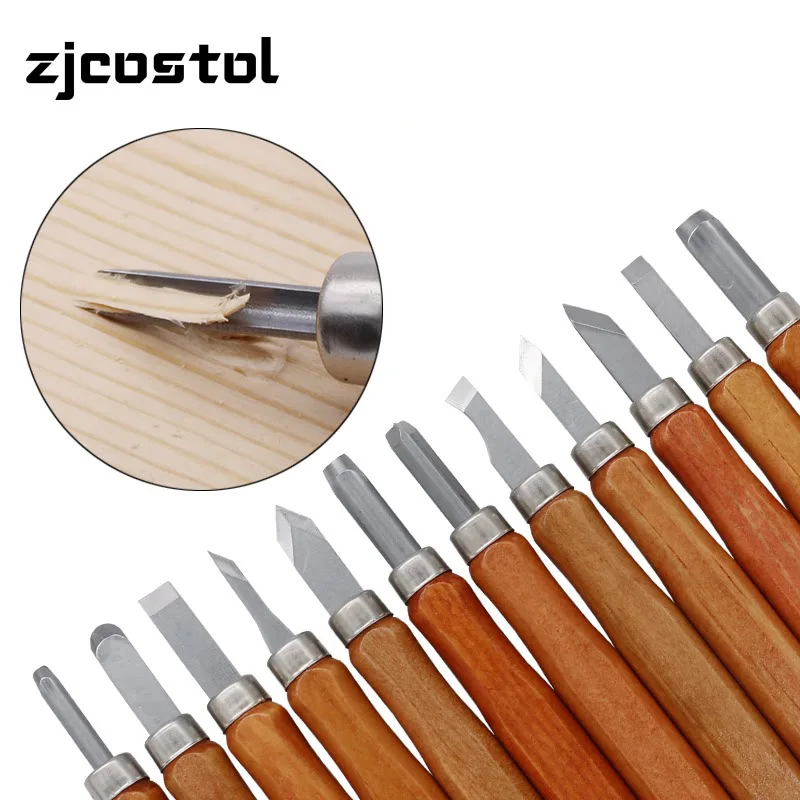 

12pcs Wood Carving Chisel Knife Tools Set DIY Woodcut Knife Sculpture Set Woodworking Pottery Ceramic Clay Hand Tool