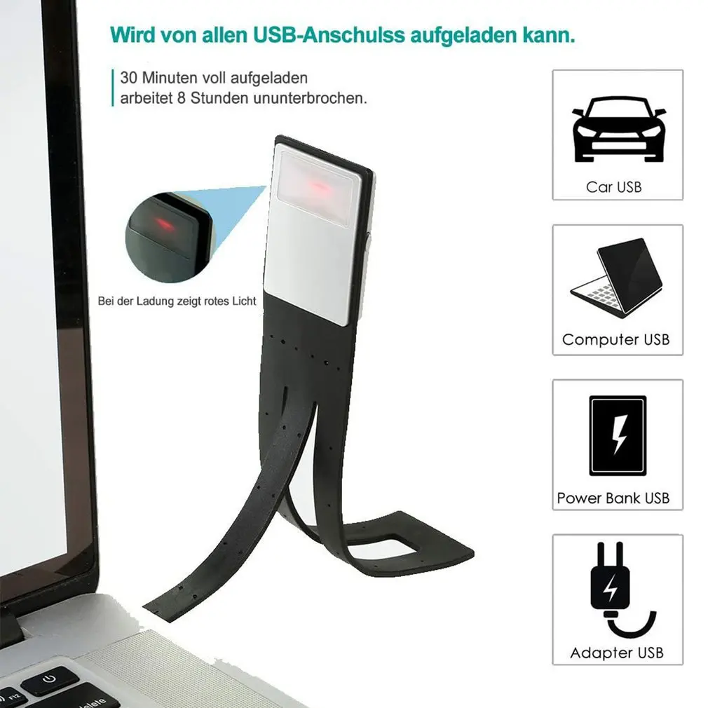 

Четырехскоростной Портативный светодиодный Закладка для книги книга светильник клип на Лампы для чтения светильник s Мягкий светильник USB ...