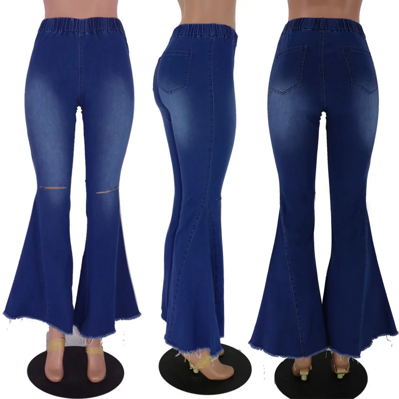 

2021 Spring Elastic High Waist Jeans Woman Flared Pants New Fashion Women Jenas