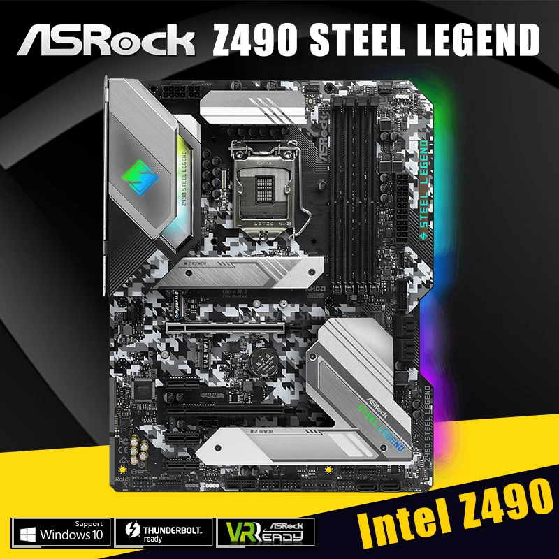 Preise ASRock Z490 Stahl Legende ATXIntel Z490 10th Generation Core/Pentium/Celeron DDR4 M.2 SATA III 6 ×USB 3,1 128GB LGA 1200 Motherboar