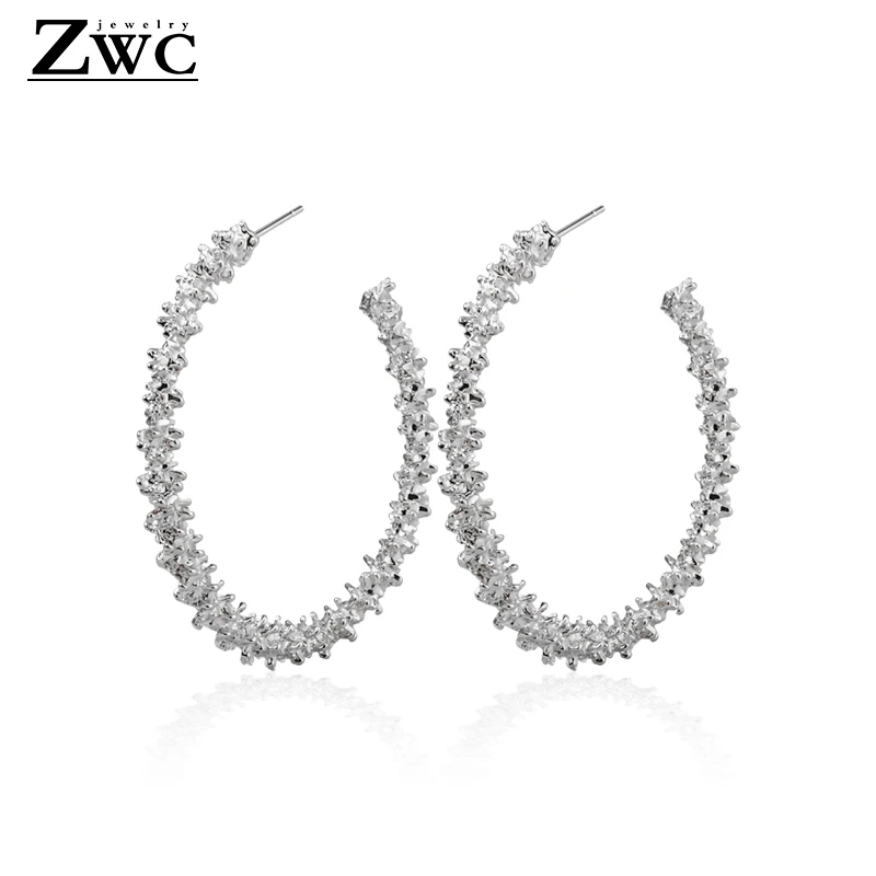 ZWC Новые Модные индивидуальные круглые большие серьги для женщин очаровательные