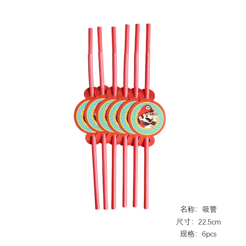 Мультяшные детские одноразовые столовые приборы 6 шт. соломинки для детей и