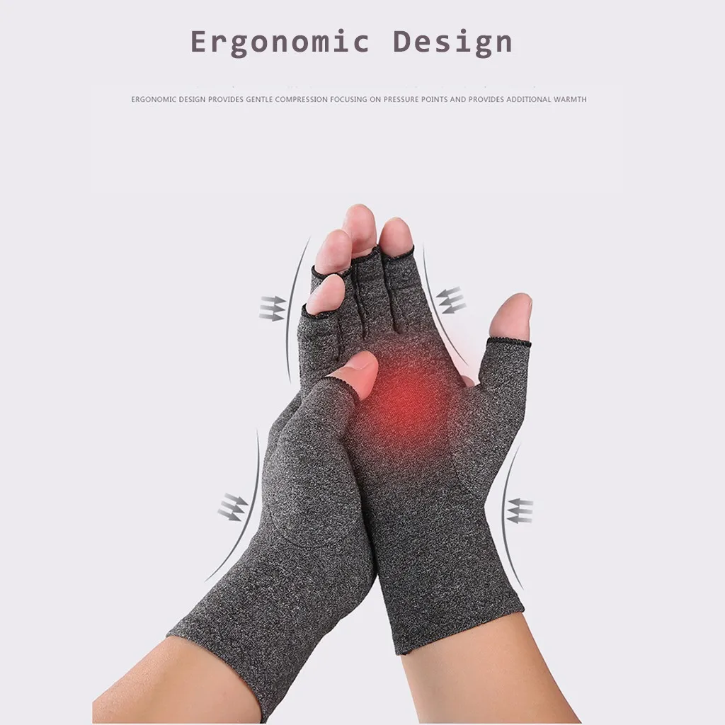 

Compression Arthritis Gloves Indoor Sports Fiber Health Care Half Finger Glove Fit Carpal Tunnel Joint Pain Men Women Mitten