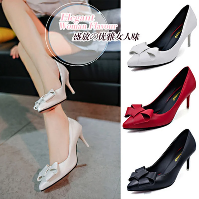 

Women Pumps Fashion High Heels Femals Shoes Pumps Pointed Toes Sweet Butterfly-knot Zapatos Mujer Sexy Pumps Ladies Stiletto