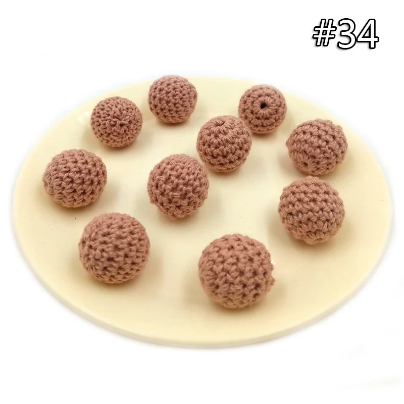 wood teether 34 5 шт. детский прорезыватель, вязаные крючком бусины, 16 мм, деревянный прорезыватель, подвесная детская коляска, аксессуары для детской коляски, зажим для пустышки, деревянная кукла младенца - Цвет: wood teether 34