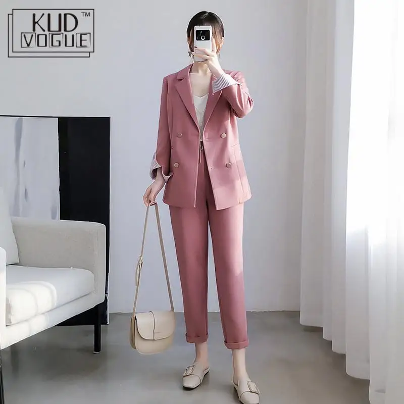 Рабочие брючные костюмы Ol комплекты из 2 предметов двубортный Блейзер черная