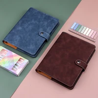 a6 color leather button notebook line loose leaf 6 holes binder index separator pages notepad office organizer bag journals