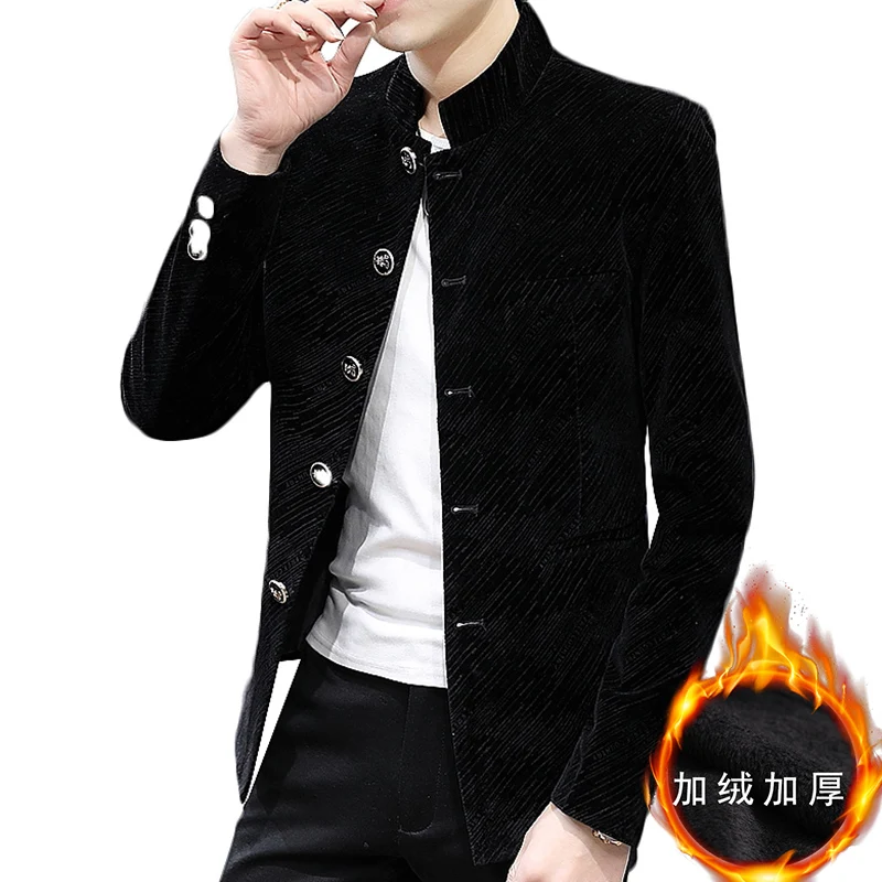 Новинка 2020 бархатный плотный мужской пиджак Корейская версия приталенного