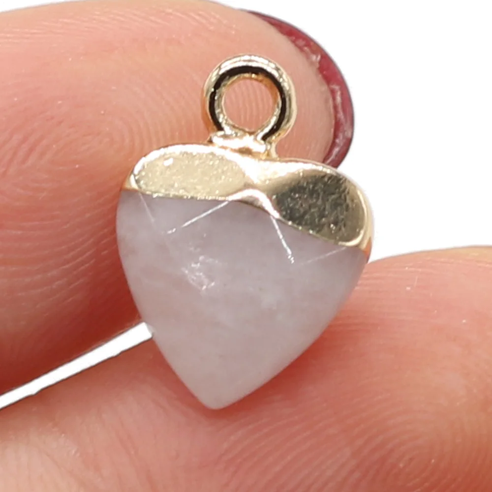 

Natural Stone Pendant Heart Shape Amethysts Opal Small Pendant for Women Jewelry Making DIY Necklace Earrings Gift 10x14mm