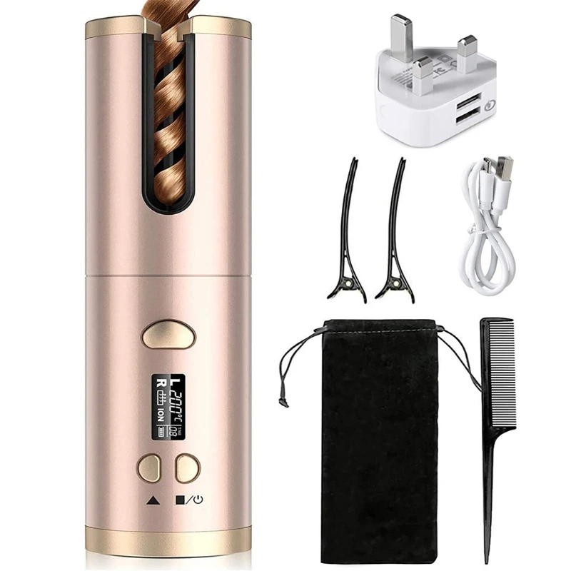 

2021 New Auto Hair Curler Ceramic Curling Wand 5000mAh Rechargeable LED Display 6 Kinds Temperature Control Auto Shut-off