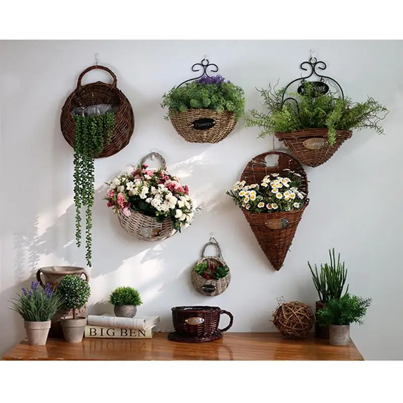 Плетеная корзина для цветов 2 шт. соломенные горшки из ивовых искусственных