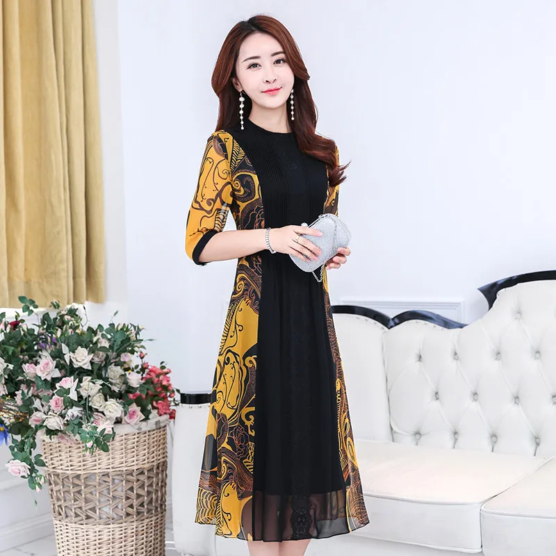 Yellow Retro Summer 2020 Chinese Dress Famale Vintage Women Dresses Large Sizes 5XL Vestidos Mujer FYY647 | Женская одежда