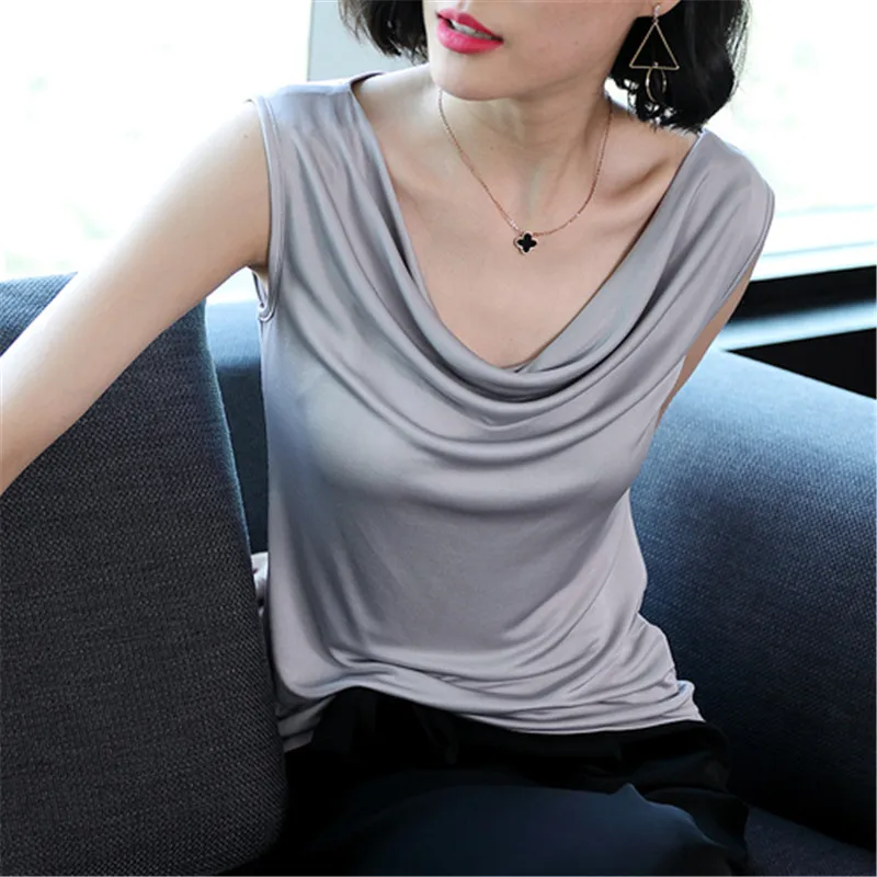 Silk Blouse Women Elegant Woman Stain Blouses Summer Solid Plus Size Tops Office Lady Shirt |