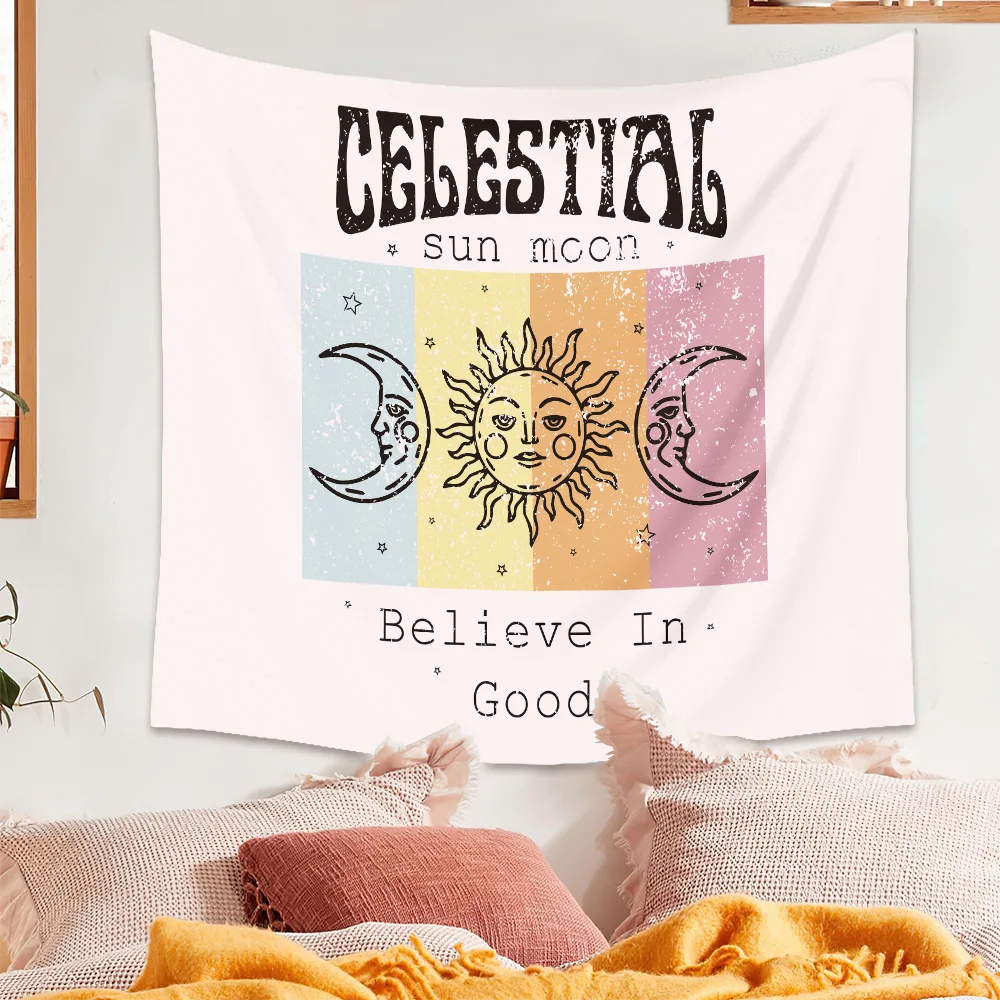 ins Simple Sun Moon Butterfly Series Tapestry Bohemian Background Cloth Small Fresh Wall Creative Abstract Art | Дом и сад