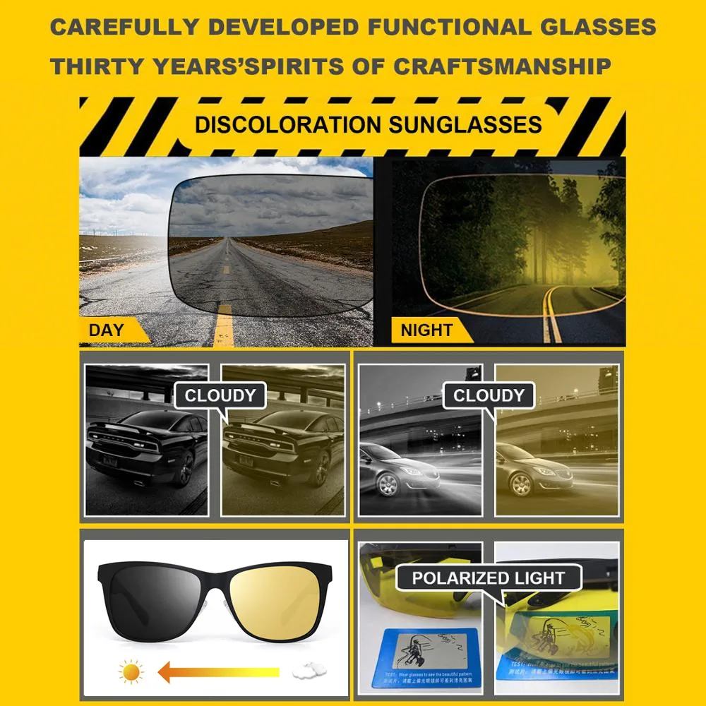 Мужские и женские кожаные очки ночного видения поляризационные с желтыми