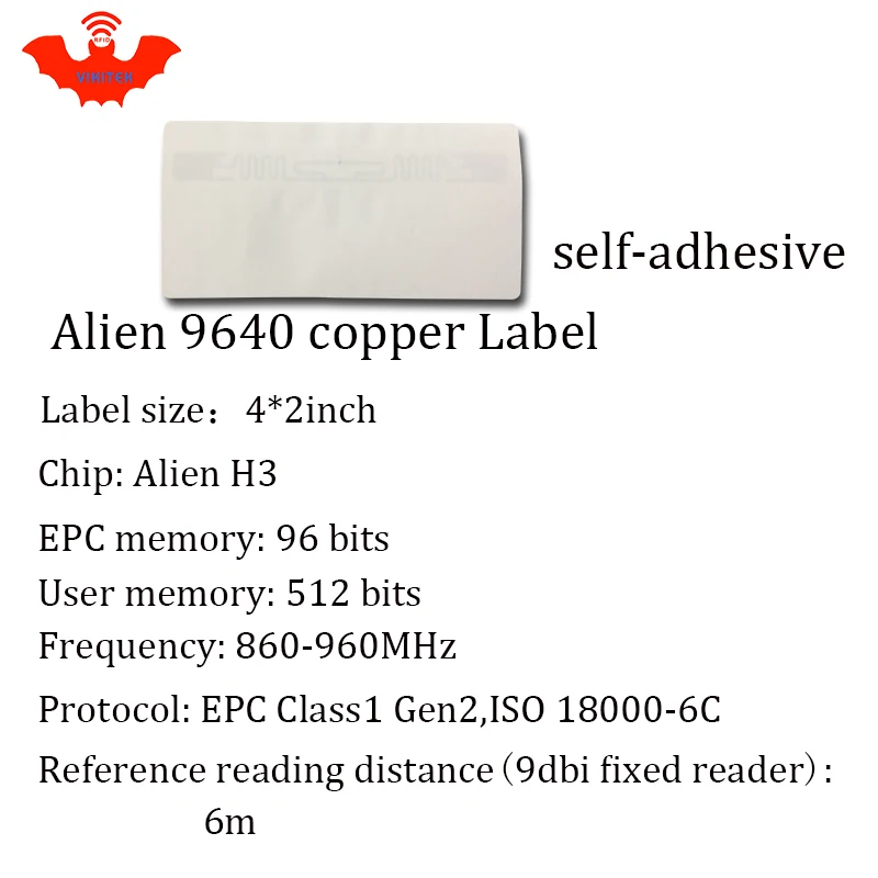 RFID ярлык UHF стикер Alien 9640 EPC6C печатные медные наклейки 915mhz868m Higgs3 2000 шт Бесплатная