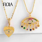 FLOLA 24-каратное золото греческий глаз ожерелье Золотая цепочка CZ Сердце сглаза ожерелье с очаровательным греческим глазом ювелирные изделия глаз Грего кеп53