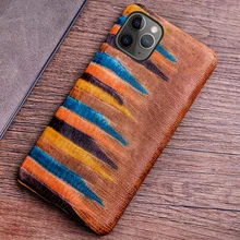 Genuine Leather Phone Case For iPhone 12 11 Pro X Xr Xs Max Case For se 2020 6 6s 7 8 Plus Cowhide Colorful stripes Cover