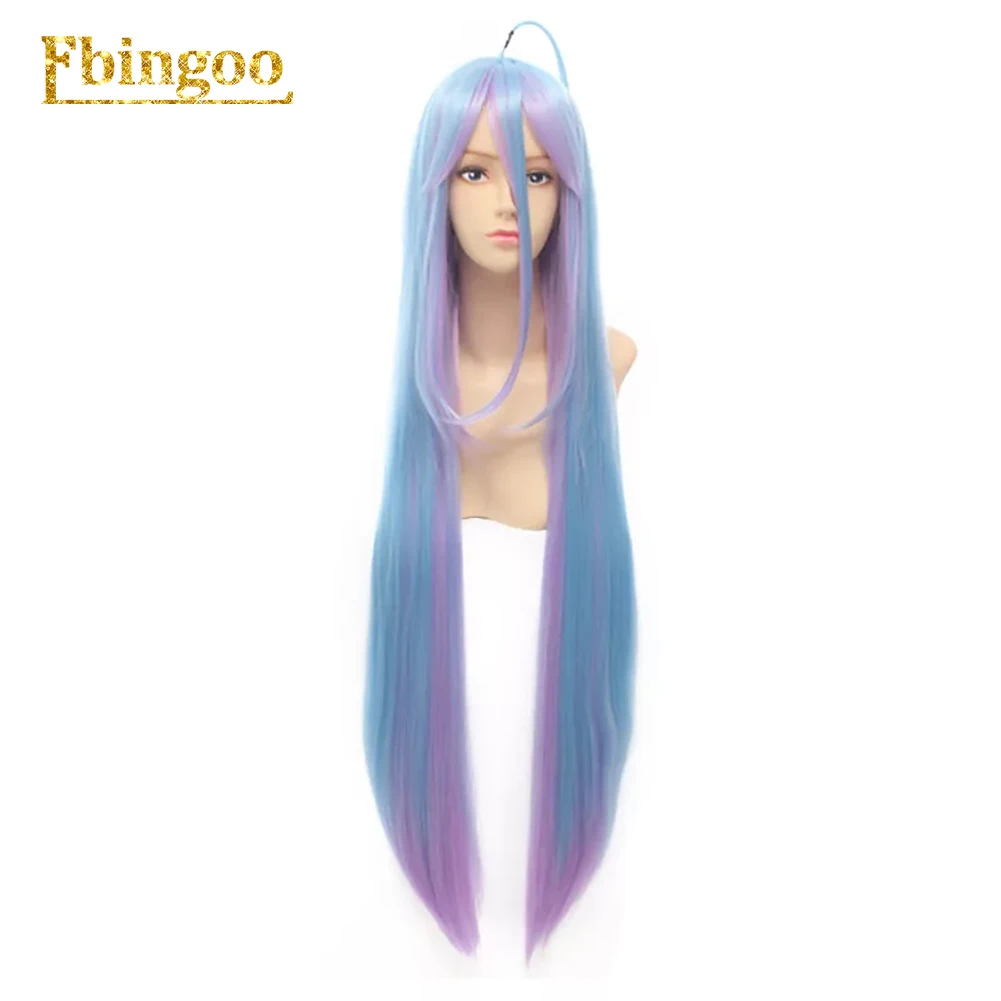 Ebingoo Hair cap+ No Game No Life Shiro натуральный длинный прямой 2 тона синий фиолетовый микс Синтетический Косплей парик для Хэллоуина