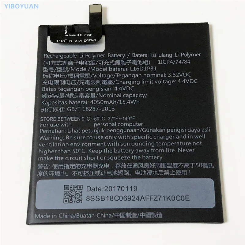 3,82 V 4050 мА/ч, L16D1P31 для lenovo Phab 2 Pro/PB2-690 PB2-690N PB2-690M PB2-690Y 6," Батарея